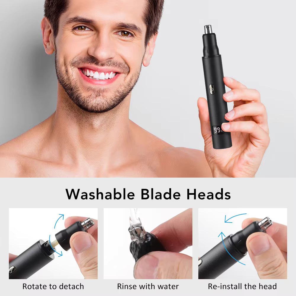 3-in-1 Electric Nose & Facial Hair Trimmer with Digital Display