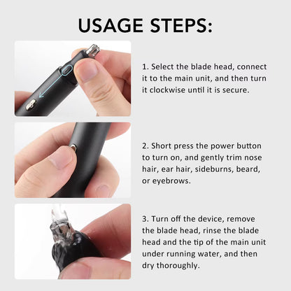 3-in-1 Electric Nose & Facial Hair Trimmer with Digital Display
