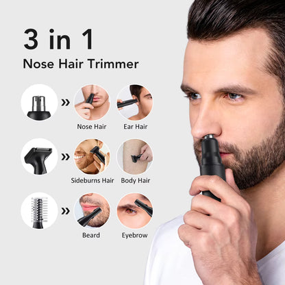 3-in-1 Electric Nose & Facial Hair Trimmer with Digital Display