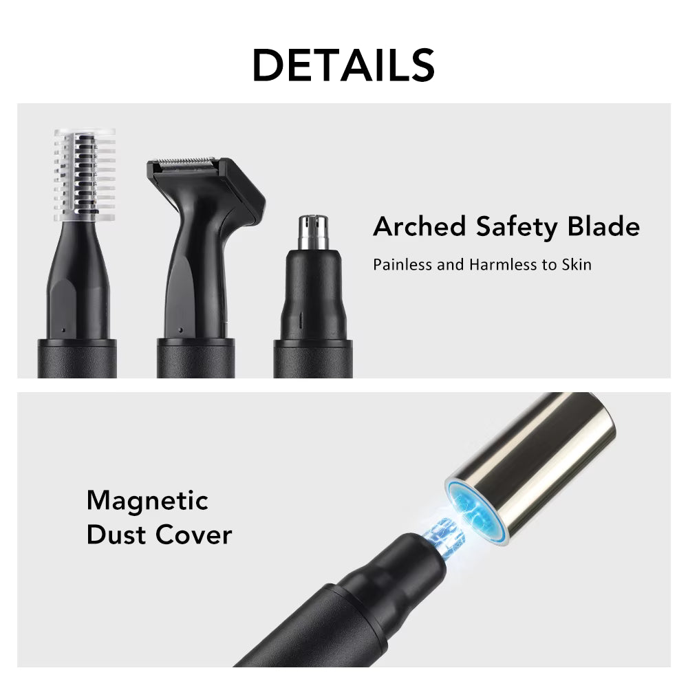 3-in-1 Electric Nose & Facial Hair Trimmer with Digital Display